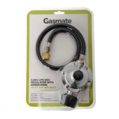 Gasmate 3kg 180deg QCC Regulator F/Outlet With 600mm Hose