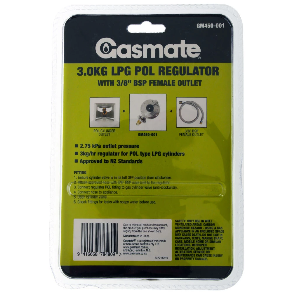Gasmate 3kg LPG POL Regulator R3.00-P-42 4 Gasmate 3kg LPG POL Regulator R3.00-P-42 - Image 2