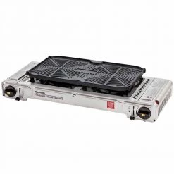 Gasmate Travelmate II Deluxe Twin Butane Stove With Hotplate Silver